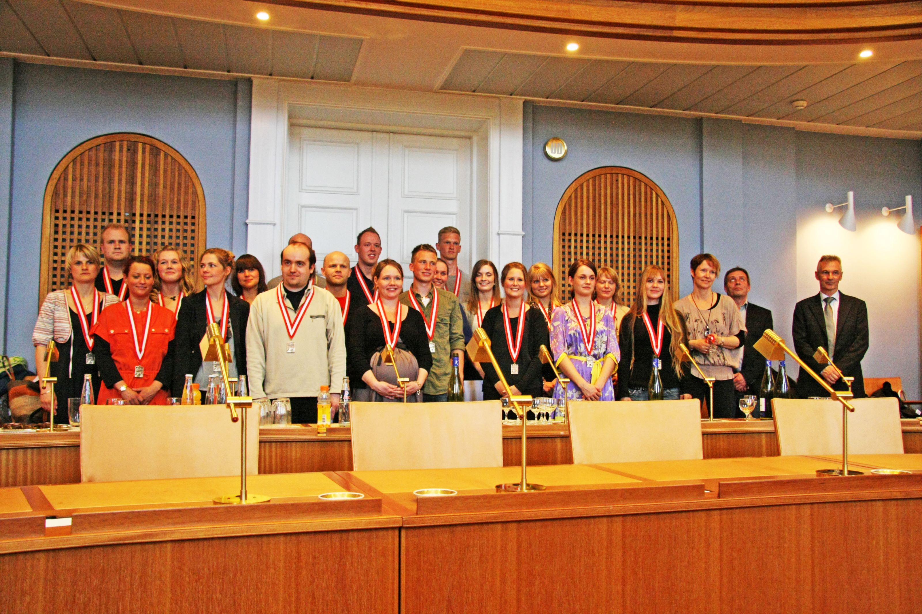 De første modtagere af Hansenberg-medaljen - og det var i 2012 på Kolding Rådhus.