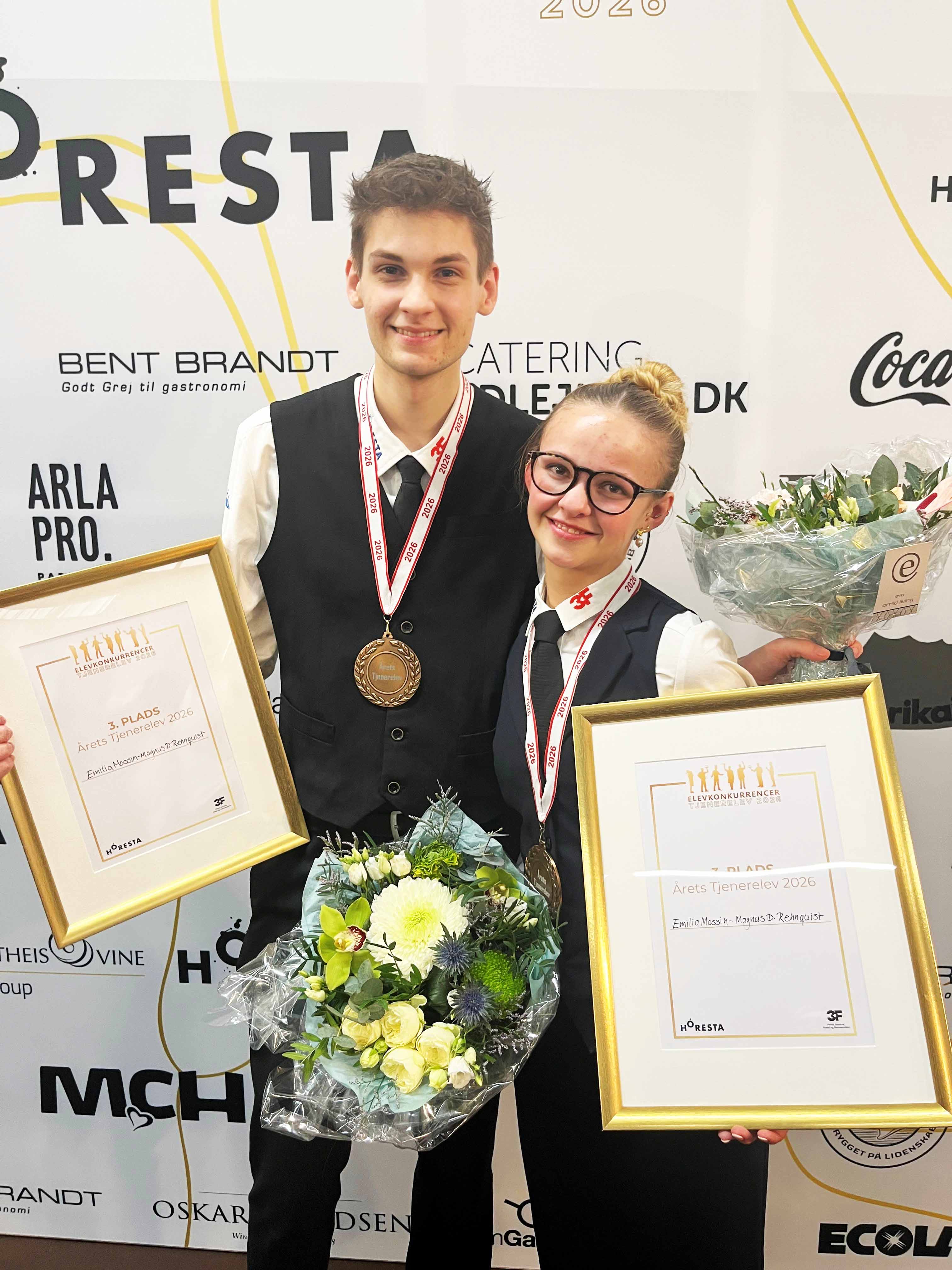 Emilia Mossin og Magnus Dahl Rehnquist vandt bronze ved DM for Tjenerelever.